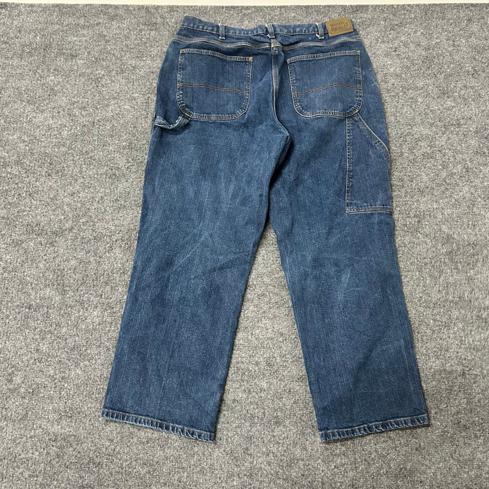 Work n Sport Jeans Mens Size 38x30 Blue Carpenter Relaxed Fit Stretch Denim